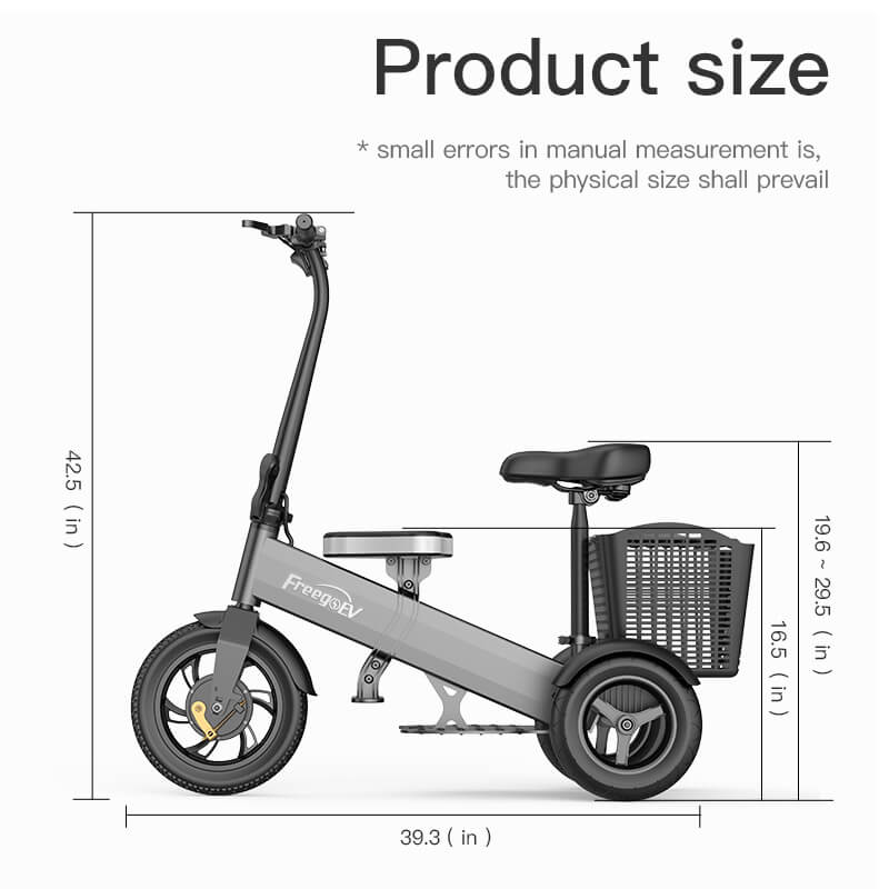 【Refurbished】FreegoEV K7-12 Foldable Electric Scooter/Tricycle 36V 12.5Ah